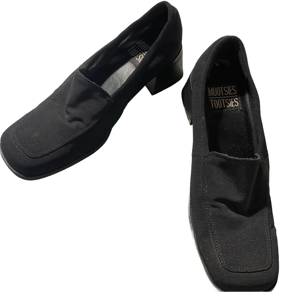 VTG y2k Mootsies Tootsies Women’s Black Square Toe Chunky Heel Shoes Sz 7.5